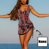 Personalized Name Women's Two Piece Tankini  Swimsuit Custom Name Women's Drawstring Tankini Swimming Skirt