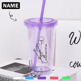 Custom Name Flower Tumbler with Straw - 16 OZ. Bridesmaid Gift