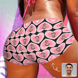 Custom Face Pink Heart Women Sexy Short Pants Comfortable Fashion Gym Sport Daily Shorts Bottom