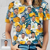 Custom Face Pineapple Flower Classic Women's T-shirt Personalized Women's All Over Print T-shirt