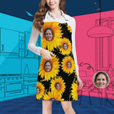 Custom Face Sunflower All Over Print Adjustable Apron