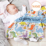 Personalized Baby Blanket with Name Cartoon Dinosaur, Super Soft Fleece Blanket Customized Shower Gifts for Newborn Swadding Blanket Infant Blanket Boy & Girl - 30