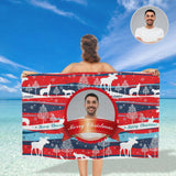 Custom Face Merry Christmas Bath Towel 30