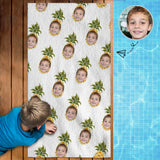 Custom Son Face Pineapple White Bath Towel 30