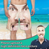 Custom Face Photo Men's Beach Shorts Funny Personalized Elastic Beach Shorts