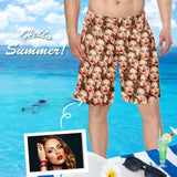 【Hot Selling】Custom Face Seamless Funny Personalized Photo Men's Elastic Beach Shorts