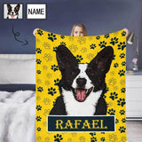 Personalized Dog Portrait Throw Blanket, Custom Blanket With Photo&Name, Custom Photo&Name Dog Ultra-Soft Micro Fleece Blanket, Customized Throw Blanket For Kids/Adults/Family, Souvenir, Gift
