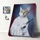 Custom Face Canvas Print Frame Design Pistol Cat Personalized Pet Portrait Canvas Printing