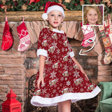 Custom Face Snowflake Red Chrismas Nightdress Personalized Christmas Dress Pajamas For Girls