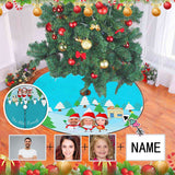 Custom Face&Name Blue Tree Christmas Tree Skirt