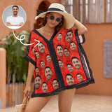 Custom Face Red Style Women's Bikini Swimsuit Cover Up