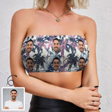 Print Your Face on Top Custom Tropical Leaves Tube Top for Her