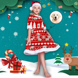 Custom Face Love Heart Snowflakes Christmas Dress for Girls