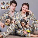 Custom Photos Couple Matching Pajamas Personalized Photo Loungewear Set Sleepwear For Men Women