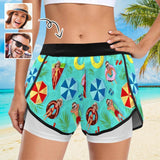 Custom Faces Swimming Ring Women's 2 in 1 Surfing & Beach Shorts Female Gym Fitness Shorts