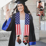 Custom Photo American Flag Graduation Stoles Sash Graduation Gift