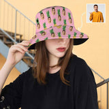 Custom Face Small Pineapple Pink Unisex Bucket Boonie Hat
