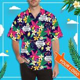 Custom Logo Hawaiian Shirts Flower Hawaiian Shirt with Your Face Personalized Gift Custom Logo Shirts for Him