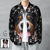 Custom Pet Face Cute Men's Coat Crew Neck Zipper Jacket Outerwear