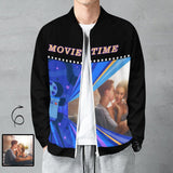 Custom Photo Movie Time Men's Coat Crew Neck Zipper Jacket Outerwear