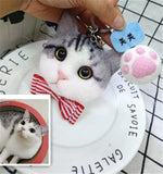 Custom Needle Felted Animal Pet Face Keychain Handmade Dog Cat Wool Felt Head Product Simulation Pet Ornament