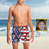 Custom Face US Flag Big Boys' Swimming Trunks Personalized Kids' Swim Shorts Children Swimwear