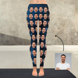 Custom Face Simple Star All-Over Low Rise Yoga Leggings Personalized Leggings