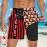 Custom Face&Text Seamless Face Star Men's Quick Dry 2 in 1 Surfing & Beach Shorts Male Gym Fitness Shorts