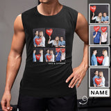 Custom Couple Name&Photos Sleeveless 100% Cotton T-Shirt Personalized Men's All Over Print Tank Top