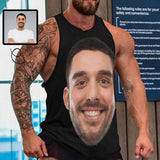 Custom Face Tank Tops All Black Personalized Photo Men's Tank Top Design Your Own Full Print Vest