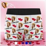 Custom Face I Love You Men's Boxer Briefs Personalized Underwear with Photo Gift for Men Valentine’s Day Gift