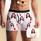 Custom Face Red Love Heart Men's Pocket Boxer Briefs Add Your Own Personalized Photo Underwear For Valentine's Day Gift