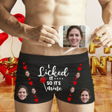 [Made In USA] Custom Men's Boxer Briefs with Girlfriend Face I Licked It Red Love Personalized Boxers Underwear For Valentine's Day Gift