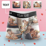 Custom Waistband Boxer Briefs Couple Memory Personalized Photo&Text Underwear for Men Best Gifts