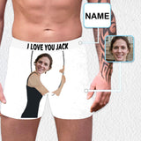 Custom Waistband Boxer Briefs Hug White Personalized Face&Name Underwear for Husband or Boyfriend