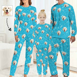 Custom Pet Dog's Face Paw & Bone Sleepwear Personalized Family Matching Long Sleeve Pajamas Set