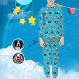#For 6-12Y Custom Pets Face Pajamas Little Bone Sleepwear Personalized Kids Long Sleeve Pajama Set