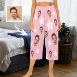 Custom Face Pink Star Cropped Pajama Pants For Women Girlfriend Gift Fashion