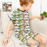 [Special Sale] Big Kids Pajamas Custom Photo Sleepwear Happy Family Big Kids' Short Sleeve Pajama Set For Boys And Girls 2-15Y