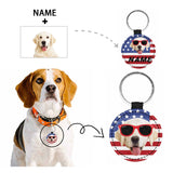 Custom Face&Name National Flag Round Pet ID Tag