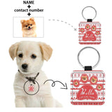 Custom Face&Name Your Number Red Square Pet ID Tag