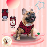 Custom Face Love Mom Red Lattice Pet Tank Top Personalized Pet Clothes Dog T Shirt With Your Photo
