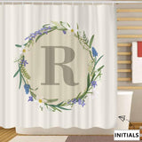 Custom Initials Monogram Wreath Shower Curtain 72
