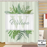 Custom Name&Initials Monogram Spring Greenery Shower Curtain 72