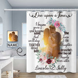 Custom Photo&Name Happily Shower Curtain 66