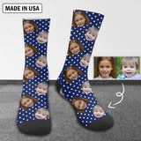 Happy Mother's Day | Custom Face Polka Dot Socks Personalized Photo Sublimated Crew Socks for Mom