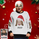 Personalized Face&Name Christmas Hat White Background Ugly Men's Christmas Sweatshirts, Gift For Christmas Custom face Sweatshirt, Ugly Couple Sweatshirts