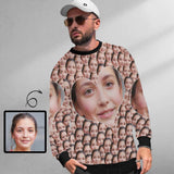 Custom Seamless Face Heart Loose Sweatshirt Personalized Face All Over Print Crewneck Loose Sweatshirt