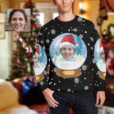Personalized Face Crystal Ball Christmas Ugly Men's Christmas Sweatshirts, Gift For Christmas Custom face Sweatshirt, Ugly Couple Sweatshirts