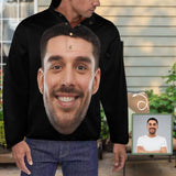 Custom Big Funny Face Black Background Loose Sweatshirts Personalized Men's Stand Collar Sweatshirts